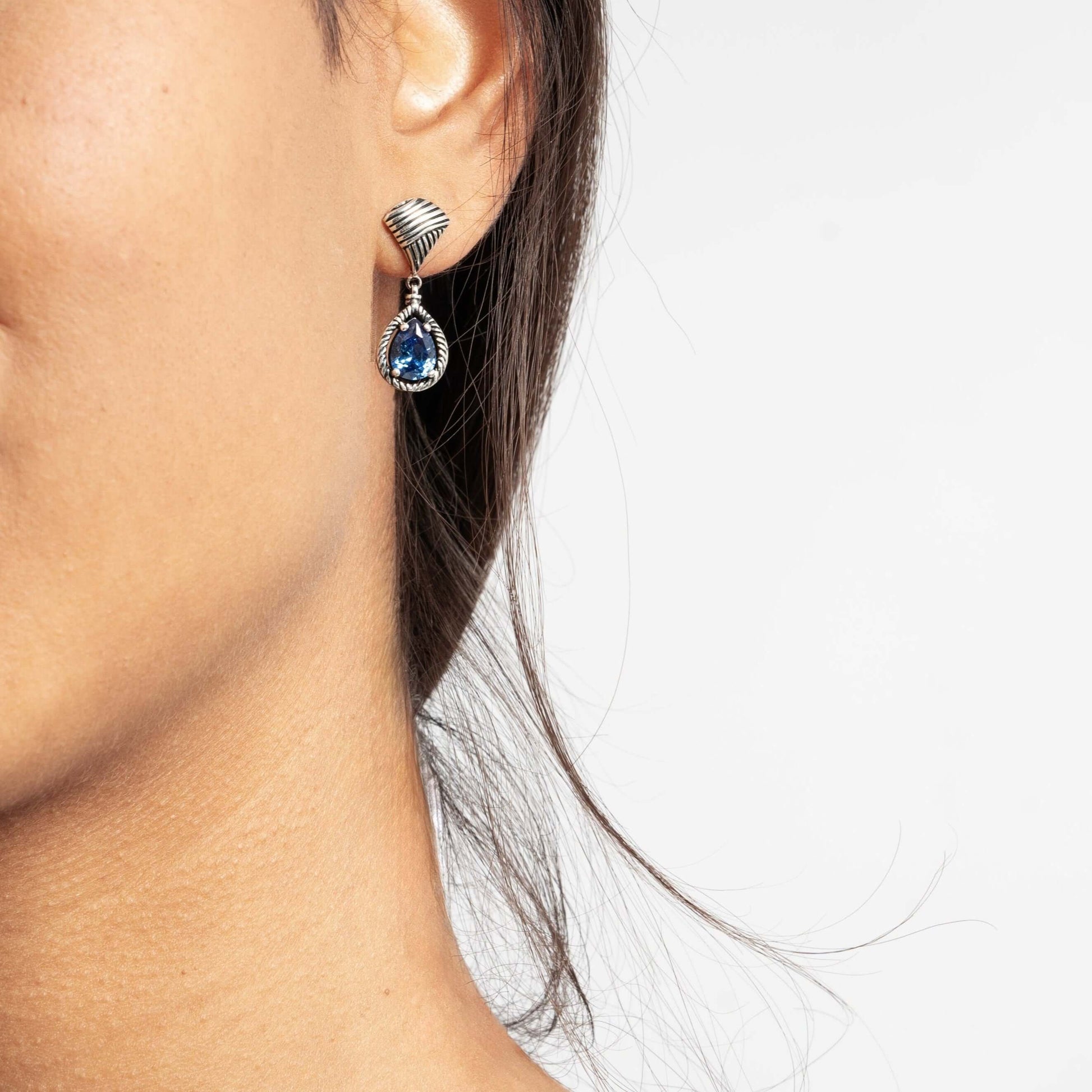 Orecchini a goccia in argento 925 con pietra blu Foret - Di Persìde