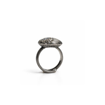 Anello bombato in Argento con gemma centrale - Iride
