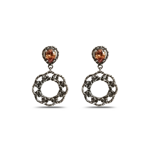 Orecchini a catena in argento 925 con pietra rossa o champagne – Di Persìde