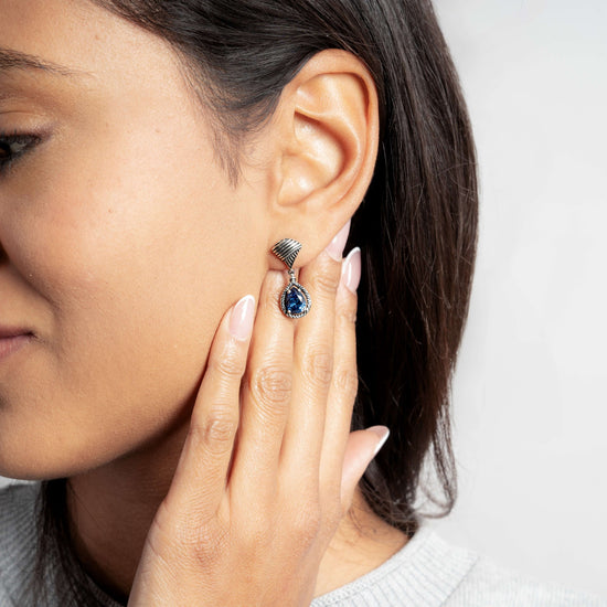 Orecchini a goccia in argento 925 con pietra blu Foret - Di Persìde