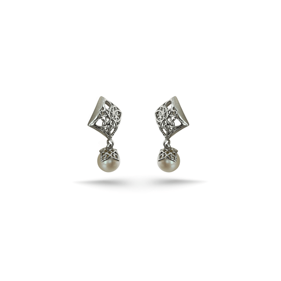 Orecchini arabeschi in argento 925 con perla acqua dolce Samira – Di Persìde